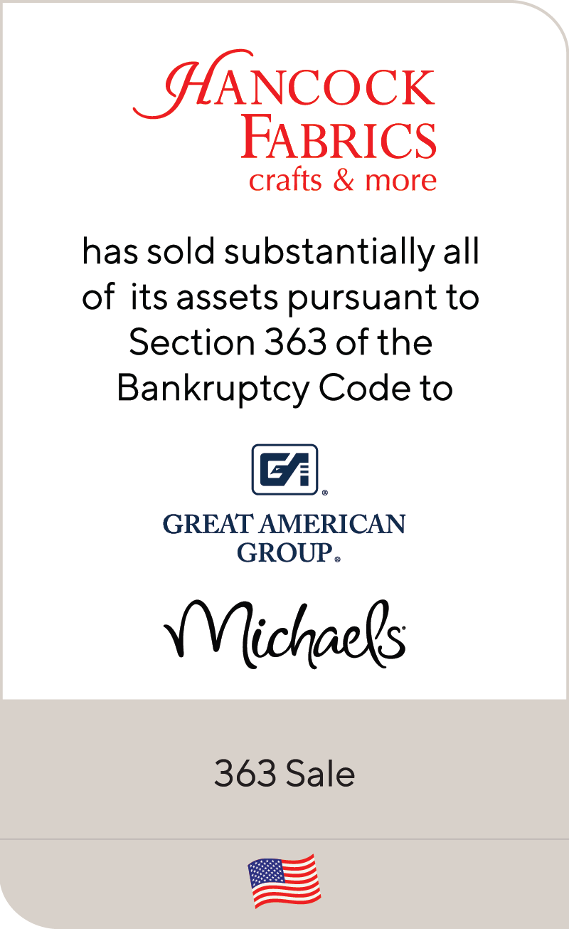 Hancock Fabrics Inc. has been sold to Great American Group, LLC