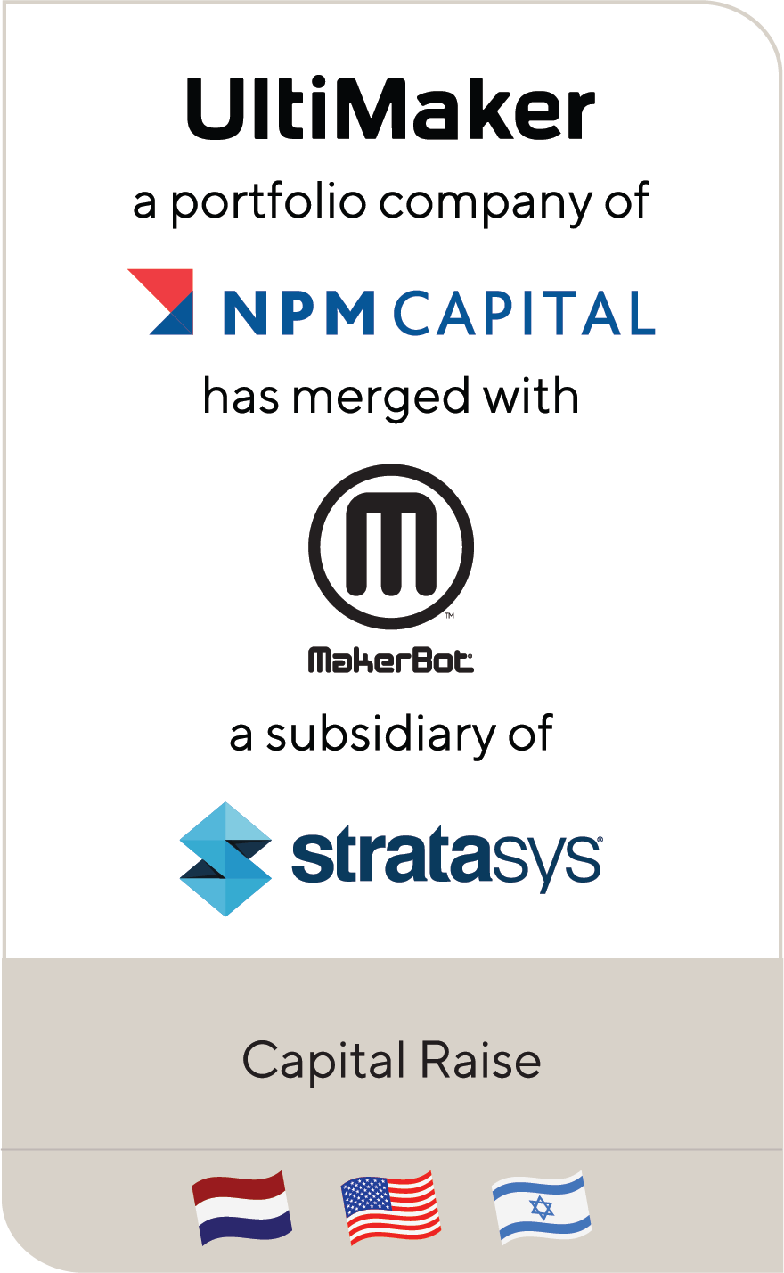 UltiMaker NPM Capital MakerBot Stratasys 2022